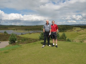 Andy Needham and Alvin Hopley of the Army GC on the 7th tee