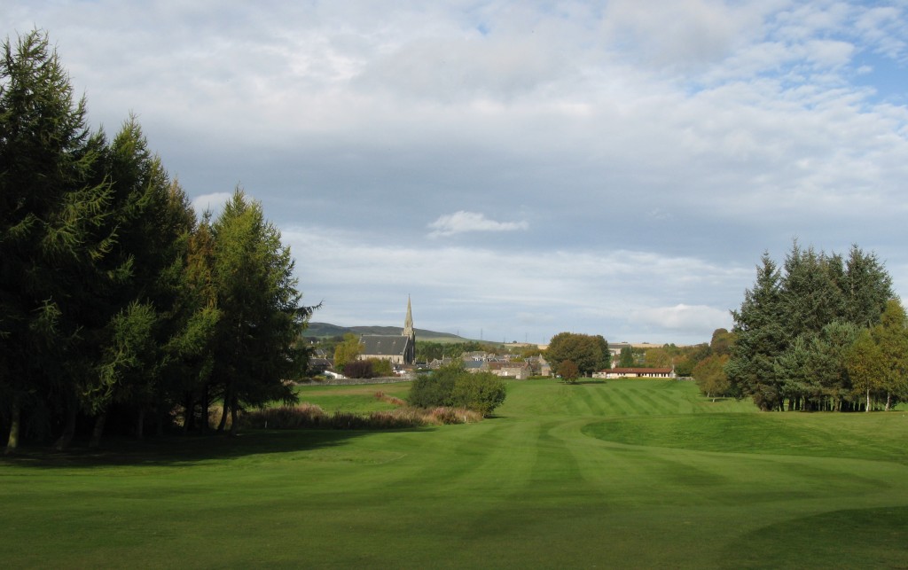 1st at Milnathort looking back to clubhouse from the green.