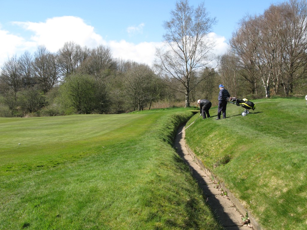 The treacherous ditch in front of the long 17th at Alloa 