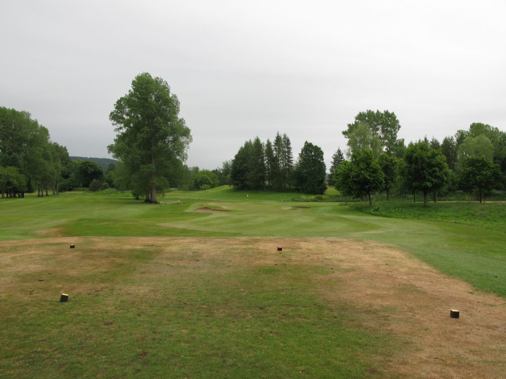 The short par 3 9th, showing the poor teeing area.