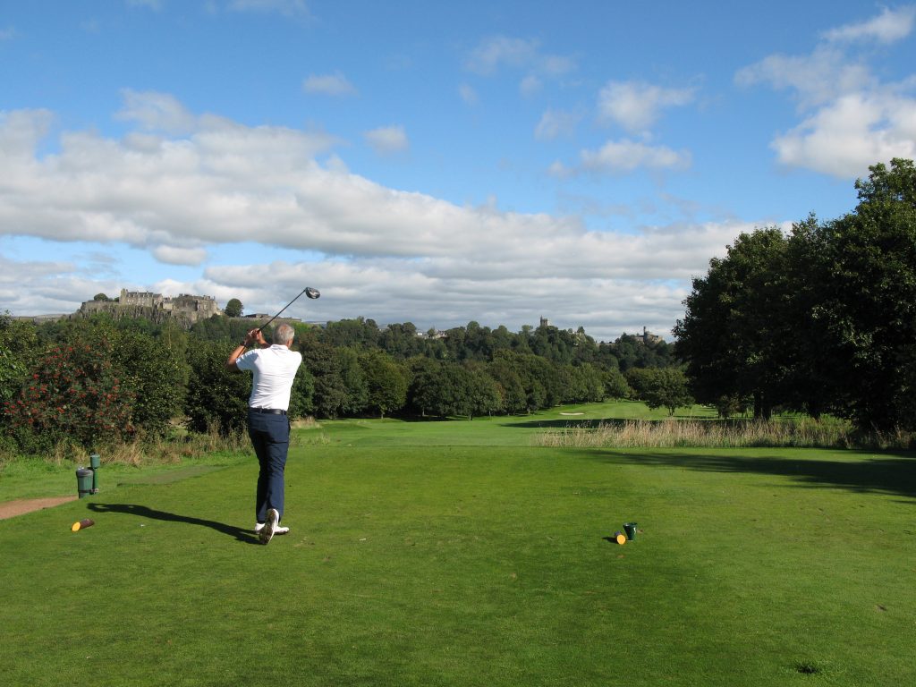 One of my playing partners, Gordon, plays at the 11th with Stirling Castle in the background